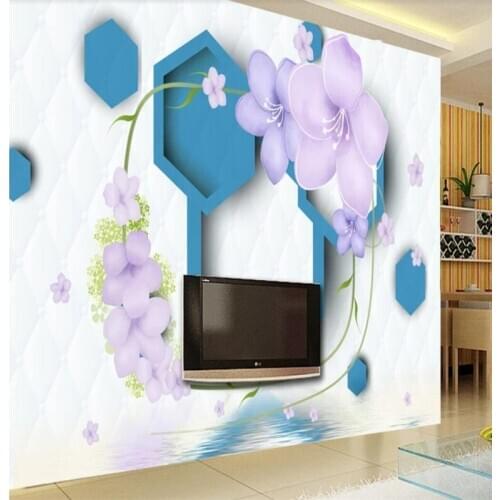 Custom wallpaper hand-painted flowers 3D TV background wall decoration - high-grade waterproof material