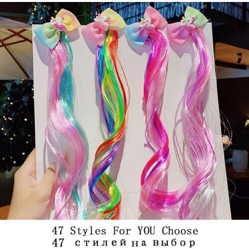 New Girls Cute Cartoon Unicorn Princess Bow Colorful Braid Headband Sweet Hair Ornament Clips Hairpins Fashion Hair Accessories
