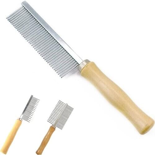 Pet Hair Grooming Accessories Wooden Handle Cat Dog Hair Comb Stainless Steel Pet Massage Hair Trimmer Comb Easy Cleaning Brush