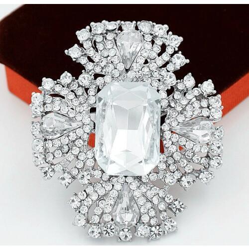 Retail!!High Quality Big Glass Crystals Huge Brooch Wedding Bridal Bouquet Pins Brooches Elegant Party Pins