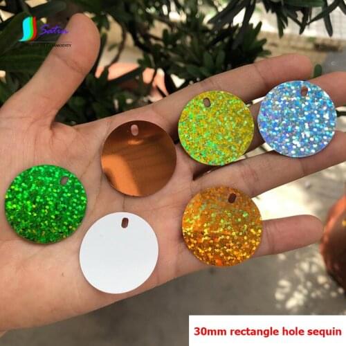 Make Earrings Jewelry Big Rectangle Hole Colorful Sew Decoration 30mm Round Green Silver Gold Wall Sequins