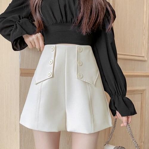 Women 2021 Summer All-Matched Suit Shorts Female Solid High Waist Wide Leg Short Pants Office Ladies Elegant Pockets Shorts R84