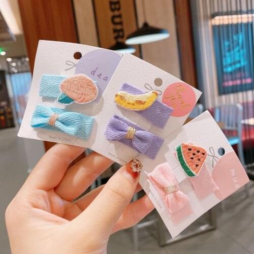 Hairlyah New Cute Fashion BB Hairpin Fruit Bow Pattern Sweet Girl Temperament Hairpin Headdress Side Clip with Hair Accessories