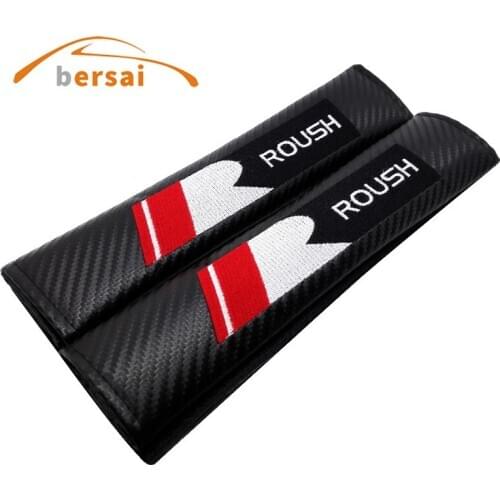 Carbon Fiber Car Seat Belt Cover Shoulder Pad Car Styling For ford ROUSH Focus 2 3 Mustang Shelby Gt500 F150 Mondeo Accessories