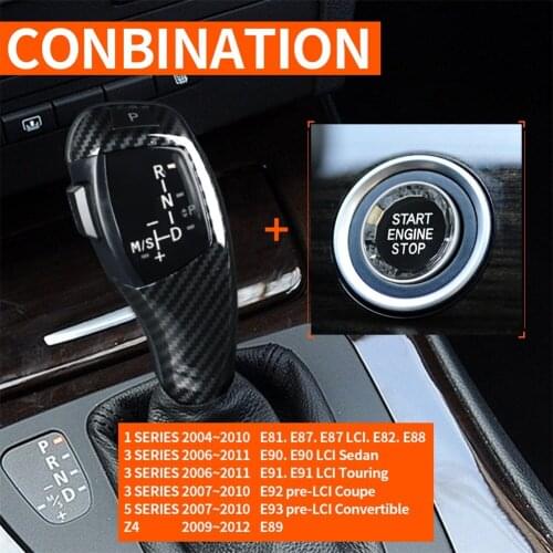 Automatic LED Shift Knob Gear Shifter For BMW E90 E92 E93 F30 Part A+B Carbon Fiber 2006-2012 Crystal Button