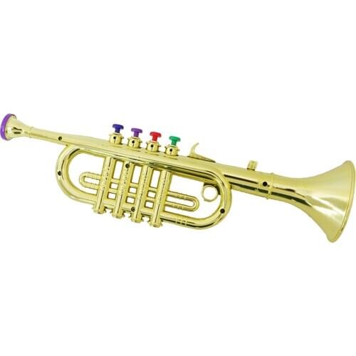Trumpet Wind Instrument With 3 Colored Keys For Playing 3 Notes