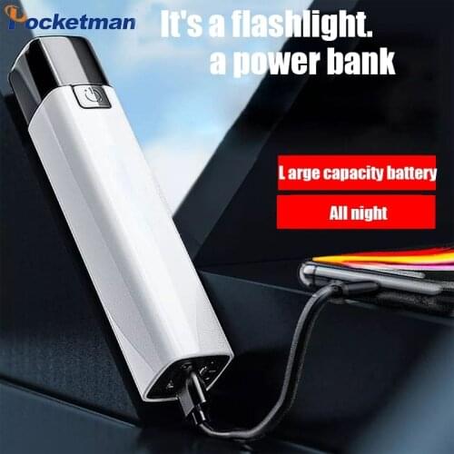 Outdoor Mini Portable Flashlight Torch Lanterna Can Be Used As Power Bank for Phone with USB Cable with Battery with USB Cable