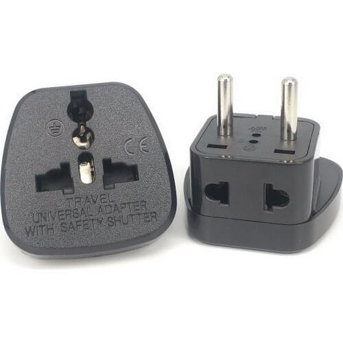 2 in 1 Universal Converter UK USA AU Euro to 4.8mm pins GER Germany Plug AC Power Travel Adapter