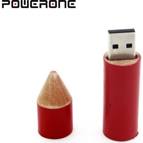 Powerone wooden pencil stick usb flash drives pen drive memory card pendrive 4GB 8GB 16GB 32GB 64GB usb creativo gift