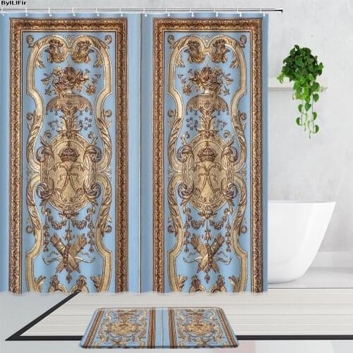 Retro Pattern Bohemian Shower Curtains Ethnic Style Geometric Fabric Bathroom Curtain Set Non-Slip Bath Mats Carpet Home Decor