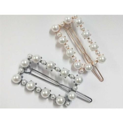 Simulated Pearl Hair Pin Square Barrette Women Korean Jewelry Girl Headwear Gold Color Clip HairPins Hair Accessories Hairgrip