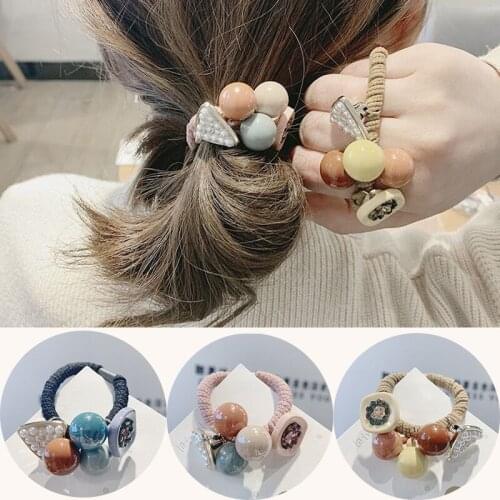 Woman Ball Hair Ties Colorful Scrunchies Ponytail Holder Girls Elastic Hairband Rubber Rope Decoration Hairpins Hair Accessories