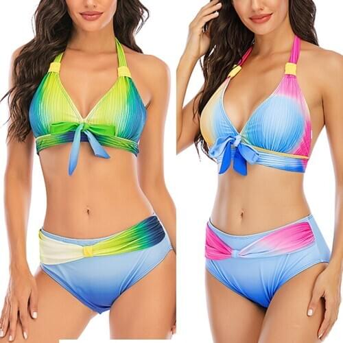 2020 New Plus Size 8XL Womens Padded Push-up Bra Tankini Bikini Set Swimsuit Low Waist Bathing Suit Swimwear Two Pieces Halter