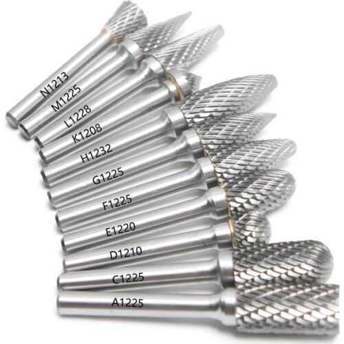 1PC 6mm Shank 12mm Diameter Tungsten Carbide Rotary Files Double Cut Rotary Burr 8mm-32mm Blade Length Dremel Rotary Tool