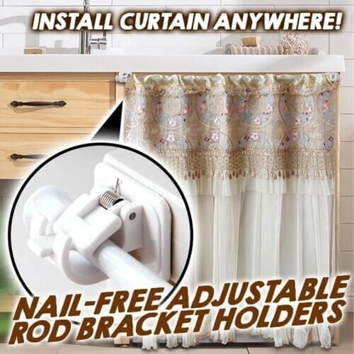 2/4/6pcs Nail-free Adjustable Rod Bracket Holders Self-adhesive Wall Mount Curtain Pole Wall Brackets for Home Bathroom @J99