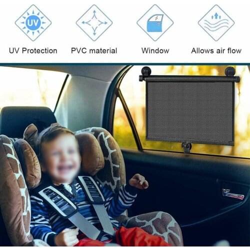Baby Car Cover Roller Shades Retractable Roll Shield Side Window 2pcs 40*60cm Black