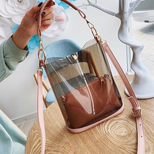 2pcs/set Luxury Shoulder Bag Fashion PVC Clear Bag 2021 Summer Casual Crossbody Bags Handbags Femme