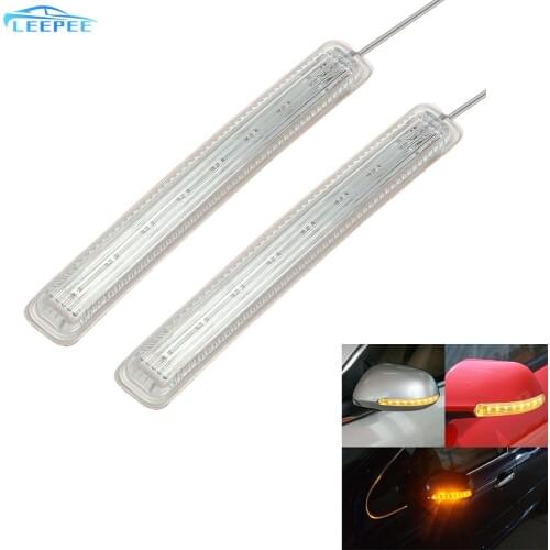 2PCS DC 12V Flashing Indicator Lamp Yellow Soft 8 SMD Amber LED Car Light Source Auto Rearview Mirror FPC Turn Signal Light