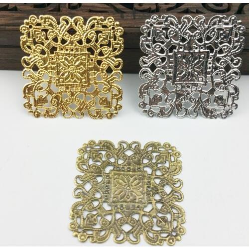 20pcs 40mm Filigree square Wraps Metal Charms For Embellishment Scrapbook DIY Jewelry Metal Craft Cosplay accessories