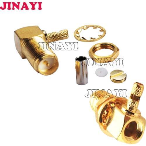 20pcs Right Angle RP-SMA Jack Female Nut Crimp Connector for RG316 RG174 LMR100 cable 50ohm