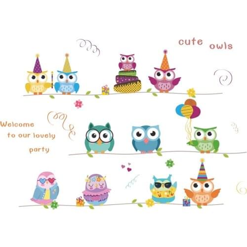 3D windows broken wall Removable cartoon anime Owl and dog wall sticker childrens room kindergarten decorative art stickers