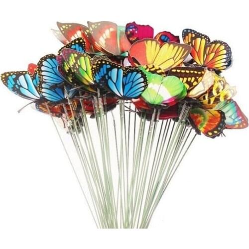 50 Pcs Artificial Butterfly Decorations Garden Yard Lawn Patio Outdoor Art Ornaments Decorative Crafts