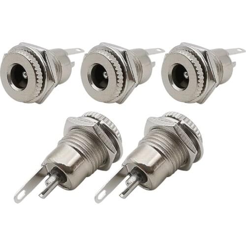 DC099 5.5 x 2.1mm DC Power Supply Jack Socket DC-099 5.5 * 2.1 mm Threaded Metal Charging Socket Female Panel Mount Connector