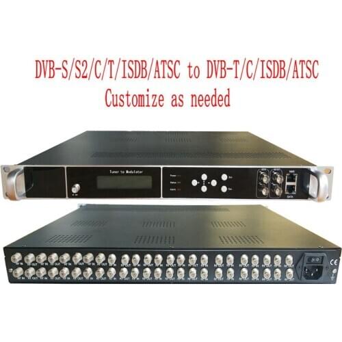 DVB-S2 to DVB-T DVB-C to DVB-T/C Customized 24-channel Tuner to IP/ASI/modulation integrated machine