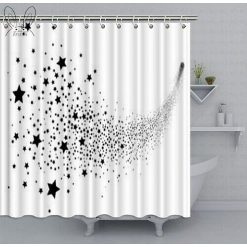 Geometric Nordic Design Shower Curtain White Star Waterproof Bathroom Curtain Polyester Fabric Bath Curtain Home Decor Sets