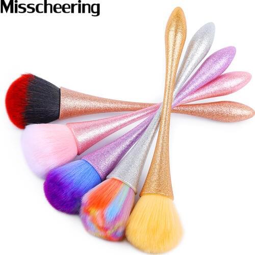 Gradient Colorful Nail Brush Cleaning Remove Powder Matte Handle Nail Art Manicure Pedicure Soft Dust Clean Brushes Makeup Tools