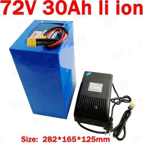 GTK 72v 30Ah lithium ion battery li ion BMS for bike 3500w 3500w motor Vehicle tricycle scooters Go Cart skateboad +5A charger