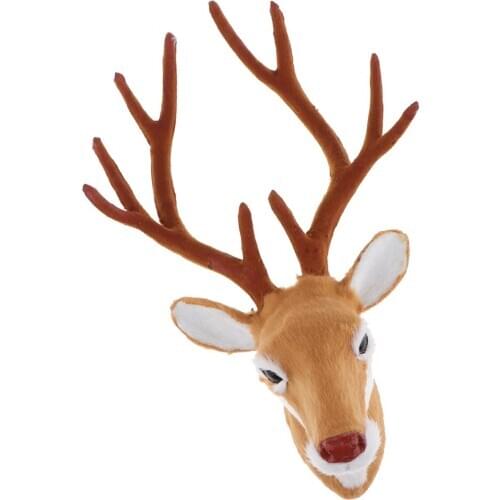 Faux Fur Deer Head Models Animal Head Wall Sculpture Home Decoration Gift
