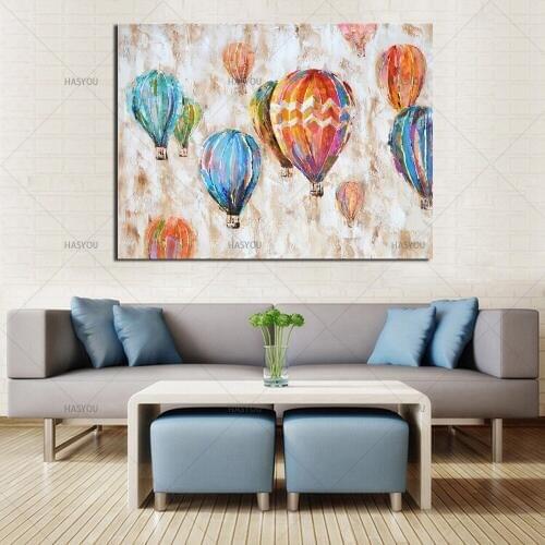 Pop Artwork handmade High Quality Balloon picture Hand-painted Canvas Hot Air Balloon Oil Painting Modern Balloon Oil Painting