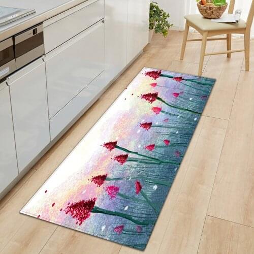 Kitchen Carpet Bedroom Living Room Hallway Floor Rug Home Anti-slip Entrance Doormat 3D Flowers Pattern Decorations Bedside Mat