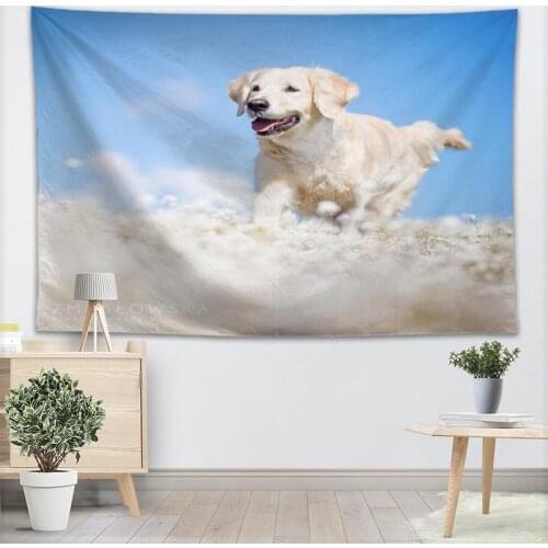 Nice Custom labrador dog tapestry printed Creative living room bedroom background wall fabric hanging painting small fresh