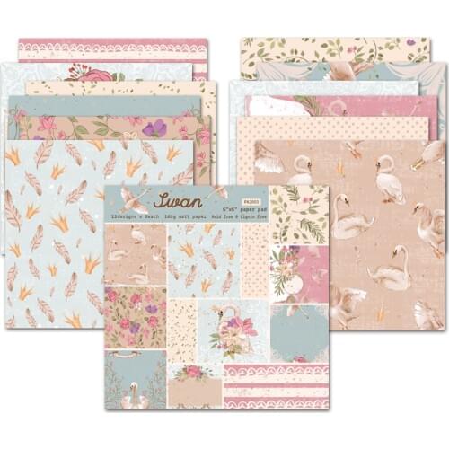 KSCRAFT 12 Sheets Swan Scrapbooking Pads Paper Origami Art Background Paper Card Making DIY Scrapbook Paper Craft