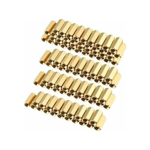100pcs Brass Straight PCB Pillar Female Thread Hex Standoff Spacer M3x5x10mm