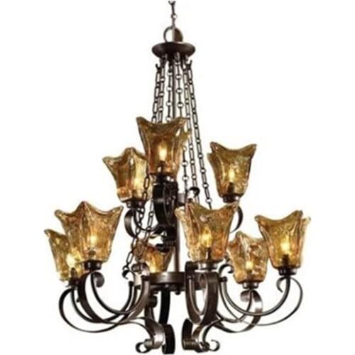 9 arms Bar Retro tiffany Chandelier lighting glass lampshade chandelier for dining kitchen Lighting E27 led Lustres E Pendentes