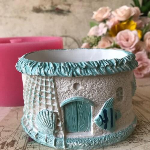 Small Resin Vase Mold DIY 3D Fish Pattern Concrete Cement Clay Planter Making Silicone Flower Pot Mould