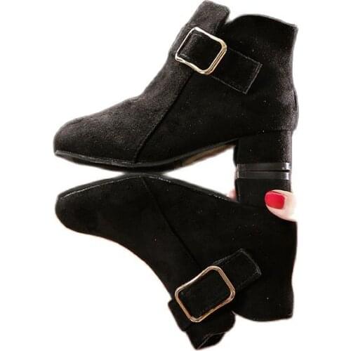Princess Fashion Suede Boots Child Kids Shoes For Girls Autumn Ankle Black Boots 2021 ChildrenS High Heels Boots 3-12 Years