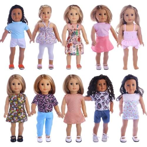 2021 New Pattern Summer Dress Suit Fit 18Inch American 43cm Baby Doll Clothes Accessories,Girls Toys,GeneratioN