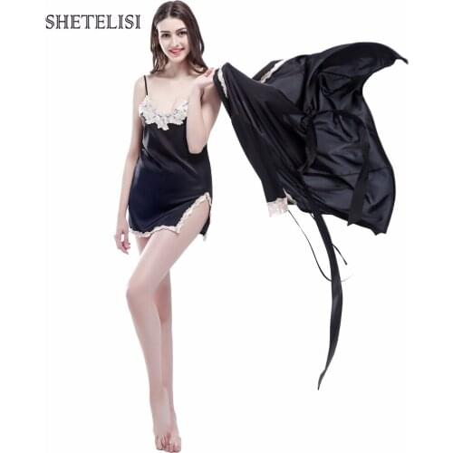 Shetelisi New Solid Color Embroidery Lace Chiffon Robe & Nightgown Set Two Pieces Womens Bathrobe sp0003