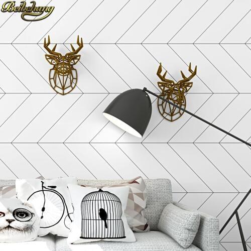 Beibehang Nordic style black white plaid wallpaper modern minimalist tea shop clothing store white wallpaper 3D home improvement