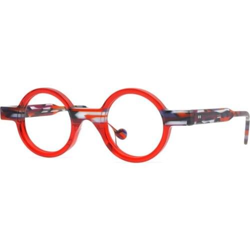 LKK Vintage color Acetate Glasses Frame Women Small Box Round Luxury Brand Myopia Optical Eyeglasses Frame Japan Eyewear