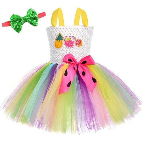 Sweet Fruits Tutu Dress for Girls Birthday Jungle Party Clothes Fancy Kids Girl Holiday Halloween Carnival Perform Fruit Costume