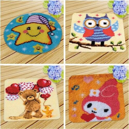 Prajna Latch Hook Carpet Embroidery Needlework Crochet Pillow Accessories DIY Latch Hook Rug Kit Cross Stitch Room Floor 45x45cm