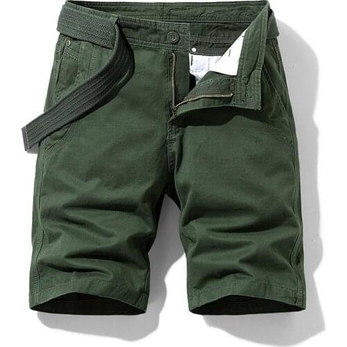 Pure Cotton Summer Mens Cargo Shorts Boys Casual Pocket Streetwear Plus Size Male Long Bermuda Shorts Blue Green Z091