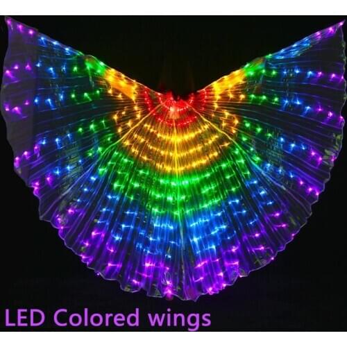 Alas de LED de Danza del vientre lights El costume wing wings ball LED colores del arc Iris accesorios para actuacion en es
