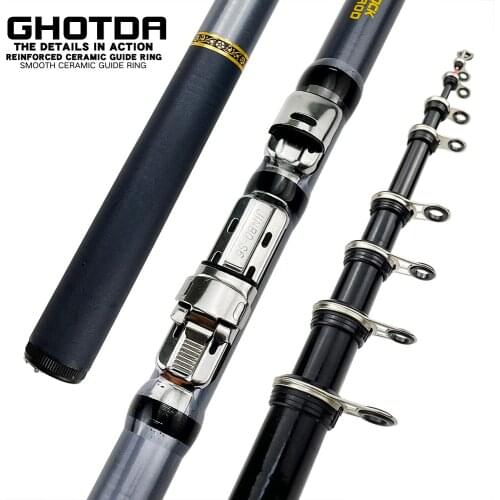 GHOTDA Telescopic Carbon Fishing Rod Spinning Rock Spinning Rods 1.5m 1.8m 2.1m 2.4m 2.7m 3.0m