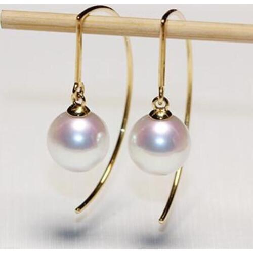 Gorgeous paif of 10-11mm white south sea round pearl earring 18k